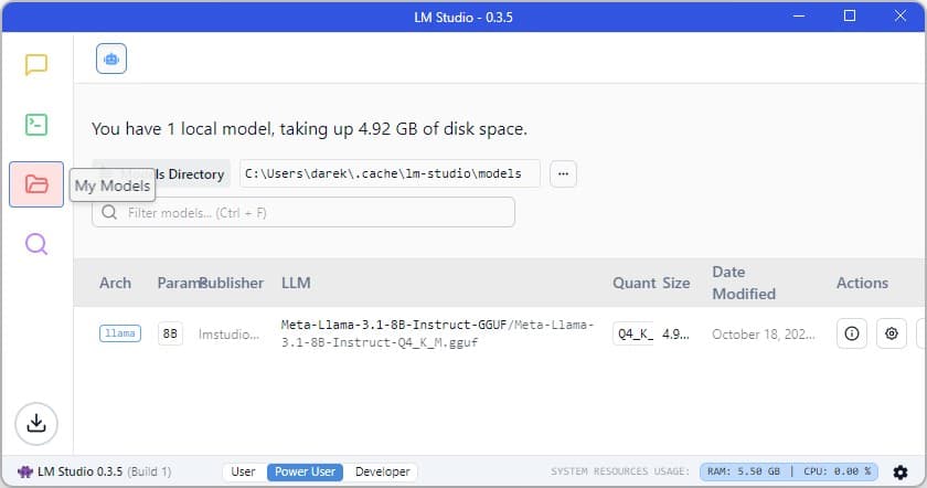 LLama3.1 model in lm studio