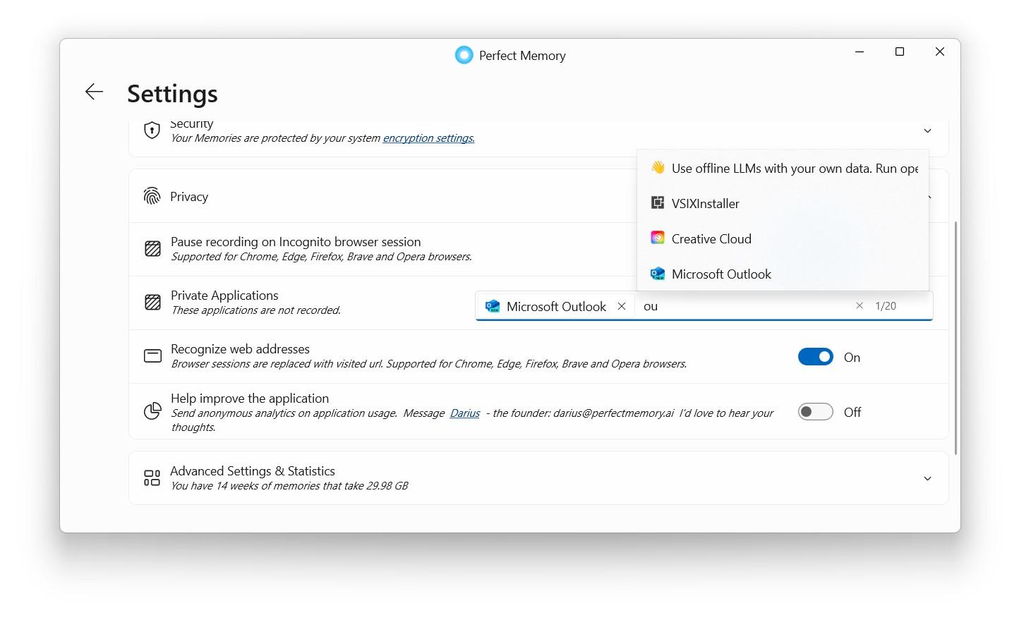 How to exclude application from records